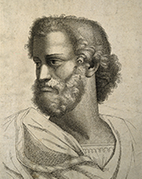 Line engraving of Aristotle by P. Fidanza after Raphael Sanzio 